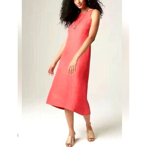J. Jill Dress NWT Women XL Strawberry Red Pink Midi Tank Linen Shift Sleeveless